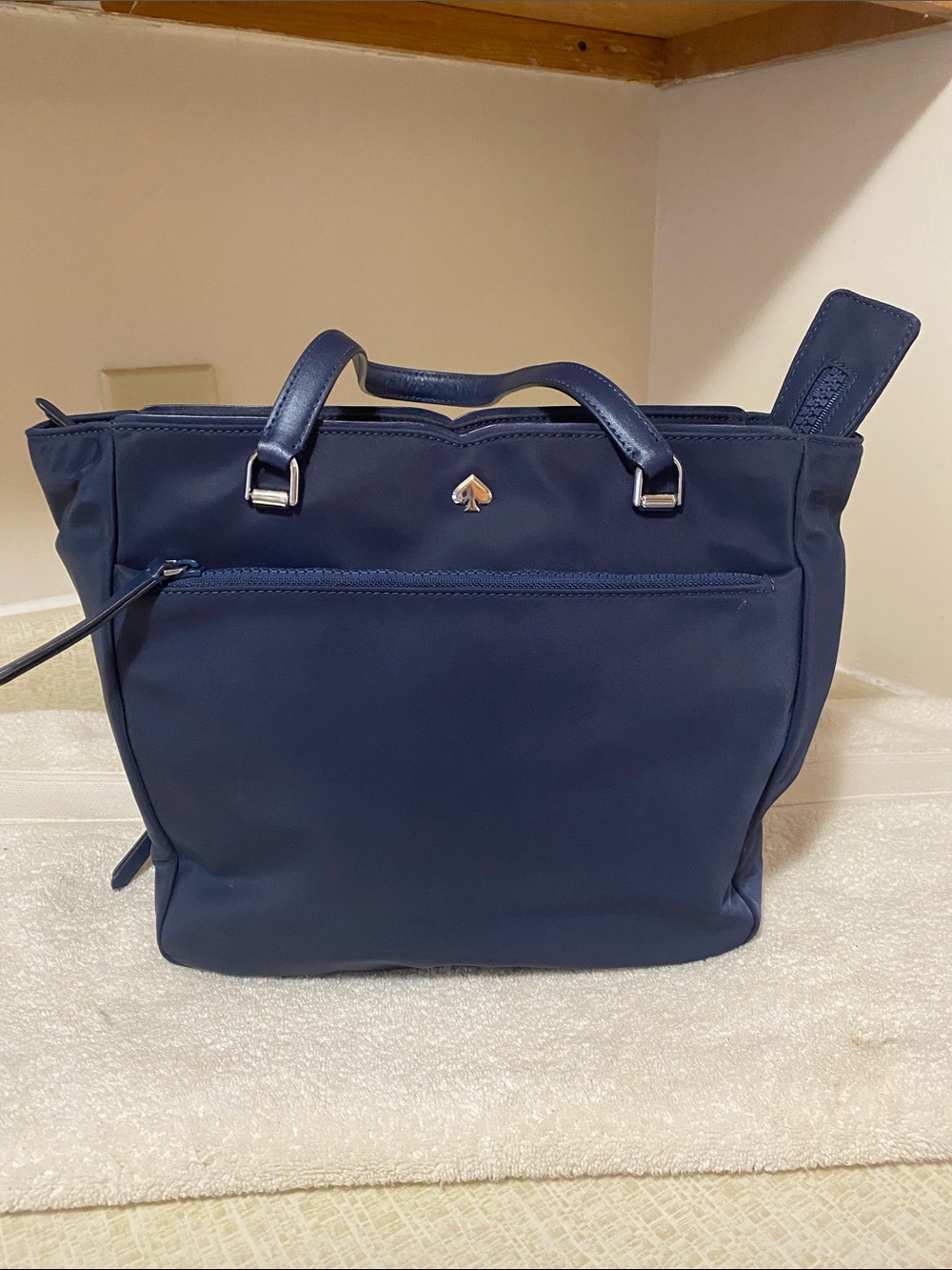 kate spade navy nylon tote with top handles